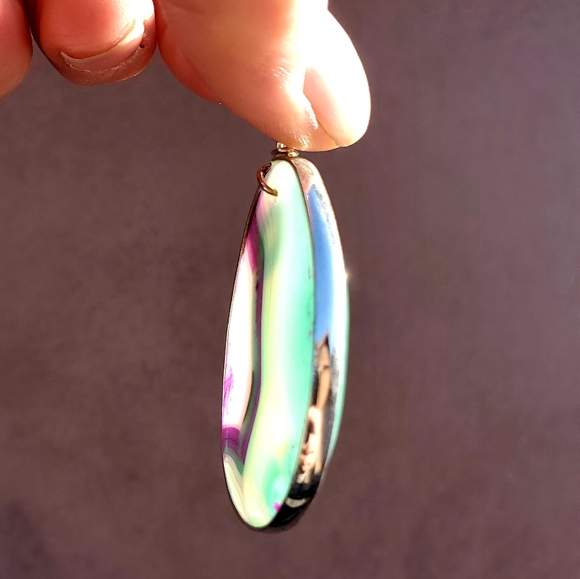 New Purple Green White Onyx Agate Teardrop Pendant - Picture 12 of 16